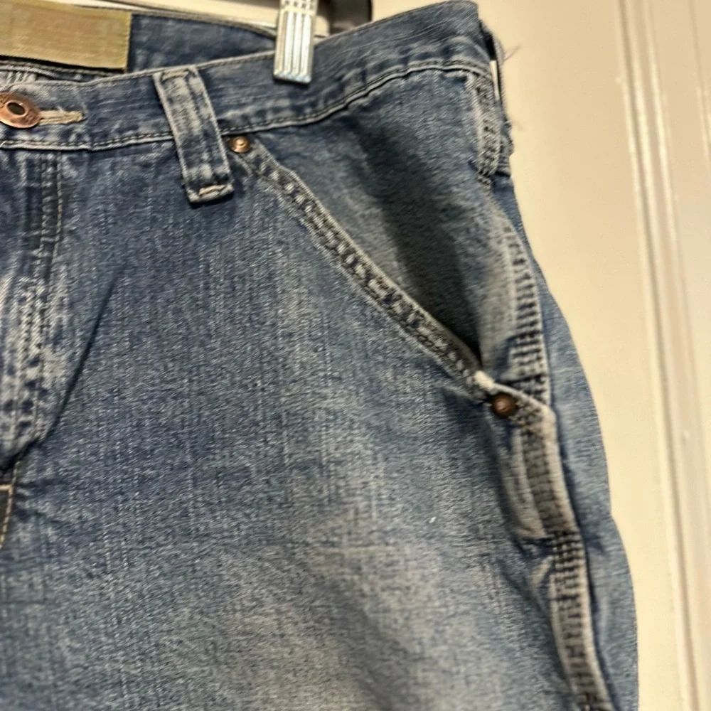VTG Y2K Mens Sz:36L Lee Dungarees Jorts light Wash Carpenter Cargo Denim Shorts